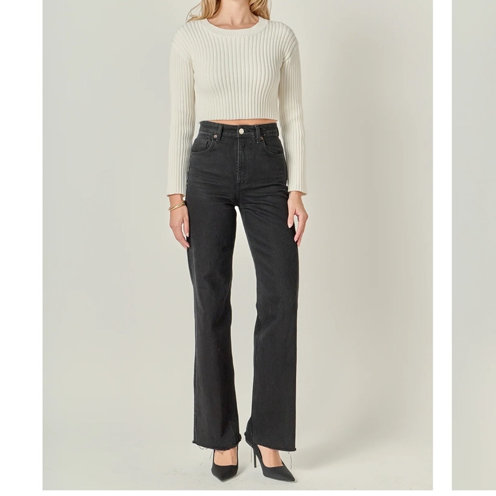English Factory white long sleeve ribbed top